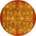 thumbnail image 1 of Ahgly Company Machine Washable Indoor Round Oriental Yellow Industrial Area Rugs, 3' Round, 1 of 4