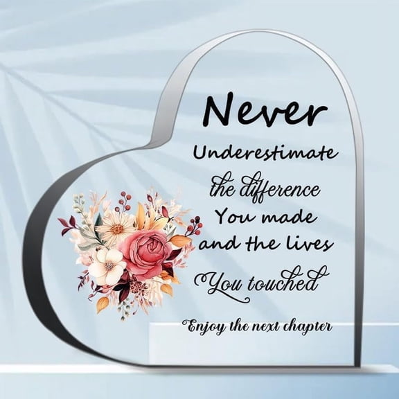 Coworkers Retirement Gifts For Women Goodbye Going Away Farewell Leaving Gifts For Colleague Decor For Office Acrylic Heart Gifts Sign Office Art Decorations,4x4 inch