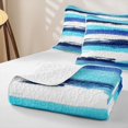 thumbnail image 4 of Erosebridal Modern Oil Painting Twin Quilt Set, Blue White Stripe Twin Coverlet Set, Navy Reversible 2 Pieces 1 Bedspread and 1 Pillowcase, 4 of 7