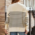thumbnail image 5 of Wancir Womens Striped Sweaters Casual Cotton Knitted Long Sleeve Pullover Sweater 2024 Fashion Color Block Round Neck Tops, 5 of 8