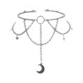 thumbnail image 2 of Bonita gargantilla de estrellas, cadena de clavícula, cadena colgante, joyería, collares Punk, joyería para el cuello, regalos para niñas y Plata Salvador Gargantilla Luna Estrella, 2 of 10