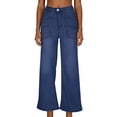 thumbnail image 3 of Cutuoiiu Women's Casual Plus Size High Waist Loose Wide Leg Cropped Denim Jeans with Patch Pockets Gifts, 3 of 6
