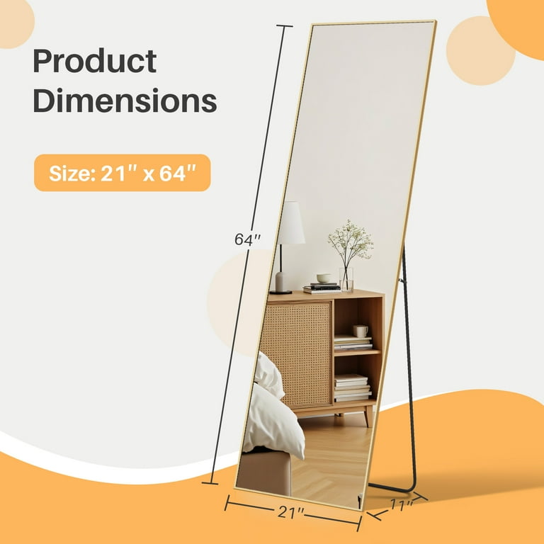 wOod-it 21” x 64” Gold Full Length Wall Mirror - Walmart.com