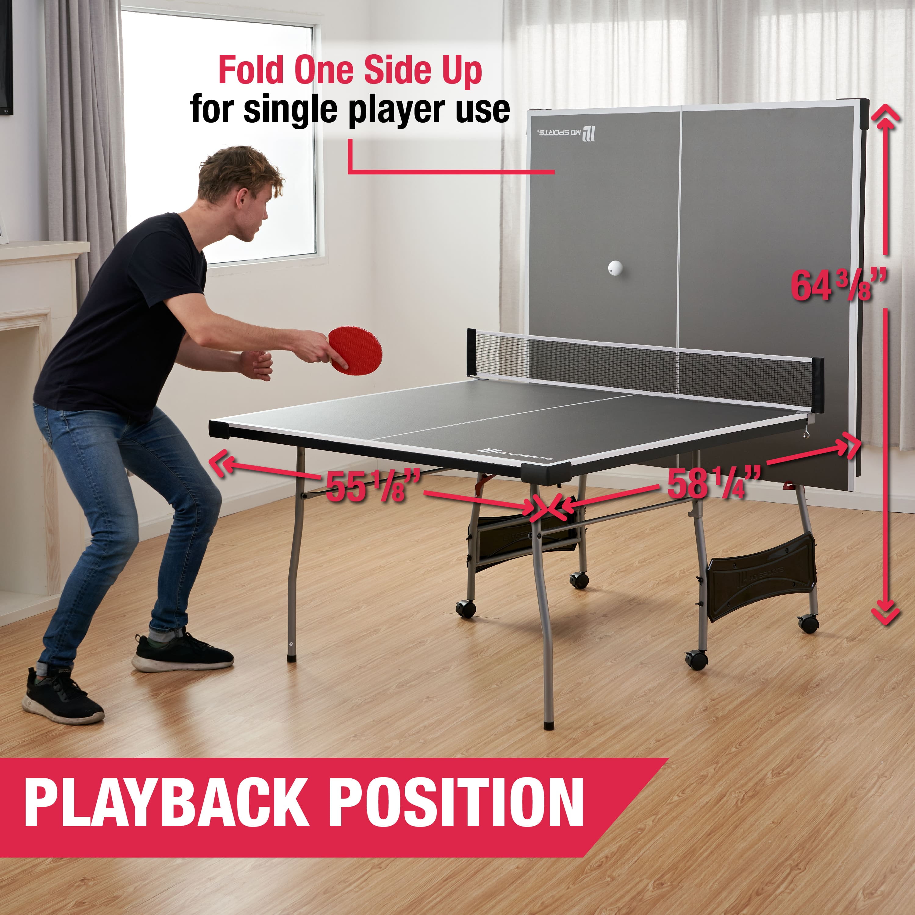 MD Sports Official Tournament Size 4-Piece Table Tennis Table