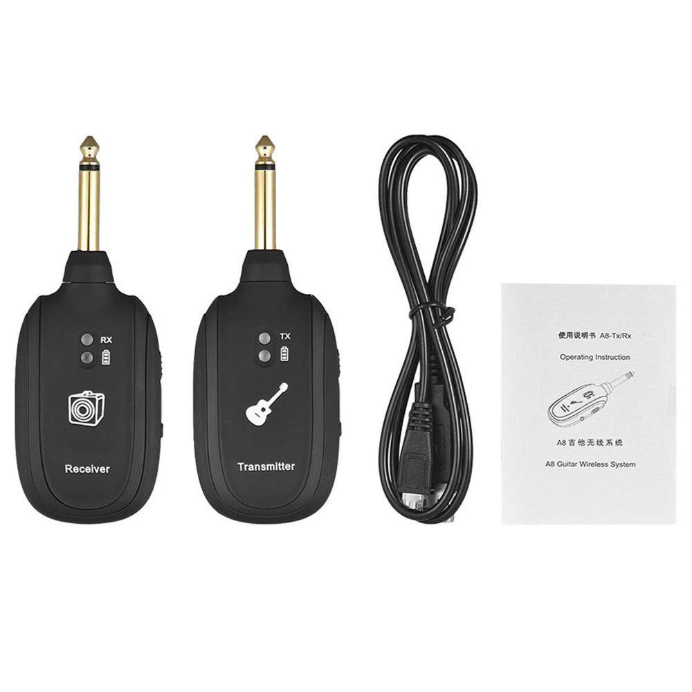 Wireless Guitar System, Wireless Guitar Transmitter Receiver 4 Channels Audio Transmitter