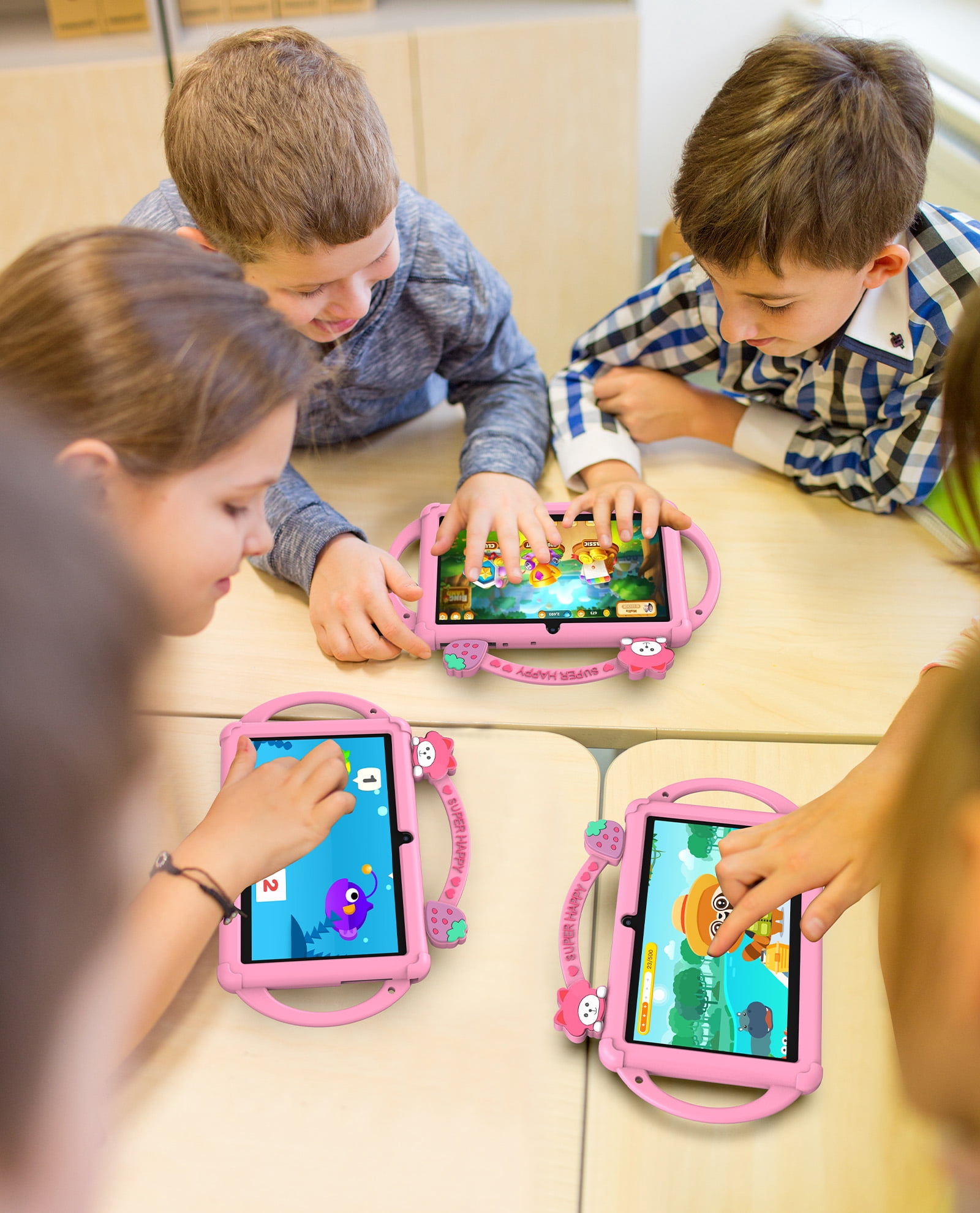 Kids Tablet, 7 inch Android 13 Tablet, Quad Core CPU, 4GB(2G+2G)RAM+32GB ROM, 1024 x 600 IPS, WiFi, Bluetooth（Pink）