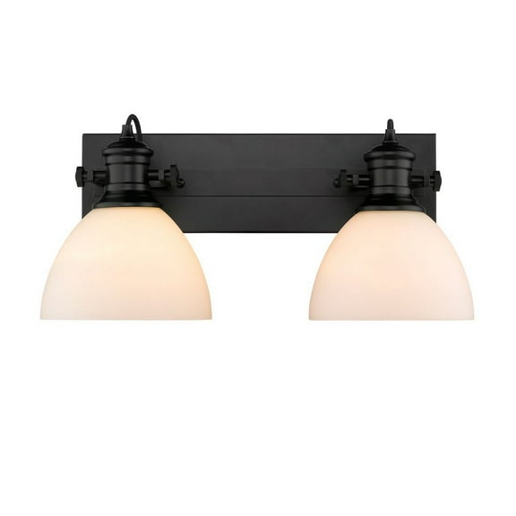 Yep by Golden Lighting Hines 2-light Vanity in Matte Black and Opal Glass