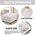 thumbnail image 5 of Square Ottoman Covers Ottoman Slipcovers Folding Storage Stool Furniture Protector Form Fit with Elastic Bottom, Stretch High Spandex Small Checks Jacquard Fabric White L 27"-30", 5 of 6