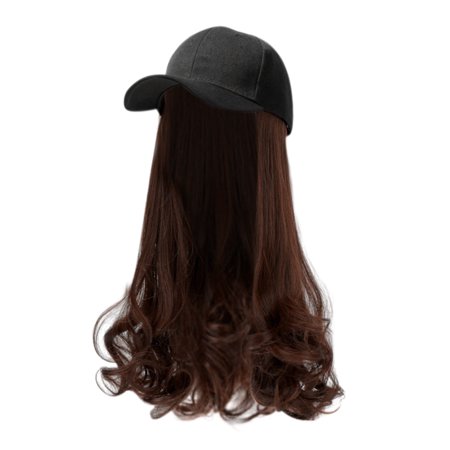 DAPRZIY Baseball Caps Baseball Cap with Hair Baseball Hat with Hair Attached Long Pear Roll Curly Adjustable Wave Curly Hairpiece with Baseball Hat Cap Wig for Women A