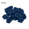 thumbnail image 3 of Uxcell 50pcs 3cm Ribbon Roses for Crafts Artificial Fabric Flowers, Navy Blue, 3 of 5