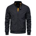 thumbnail image 1 of AIOPESON, chaqueta de béisbol de Color sólido para hombre, chaquetas informales de bombardero con cuello levantado para hombre, chaquetas ajustadas de alta calidad para otoño para hombre AIOPESON chaqueta de poliéster, 1 of 7