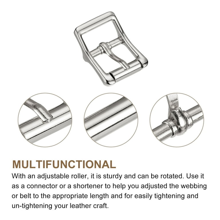 Uxcell 8Pcs Metal Roller Buckles - Single Prong Square Center Bar For Belts, Leather Craft (Bronze)