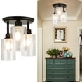 thumbnail image 4 of Depuley 9.64" 3-Light Industrial Semi Flush Mount Rustic Ceiling Light with Bubble Glass Shade for Hallway Kitchen Entryway 3xE26 Base, 4 of 7