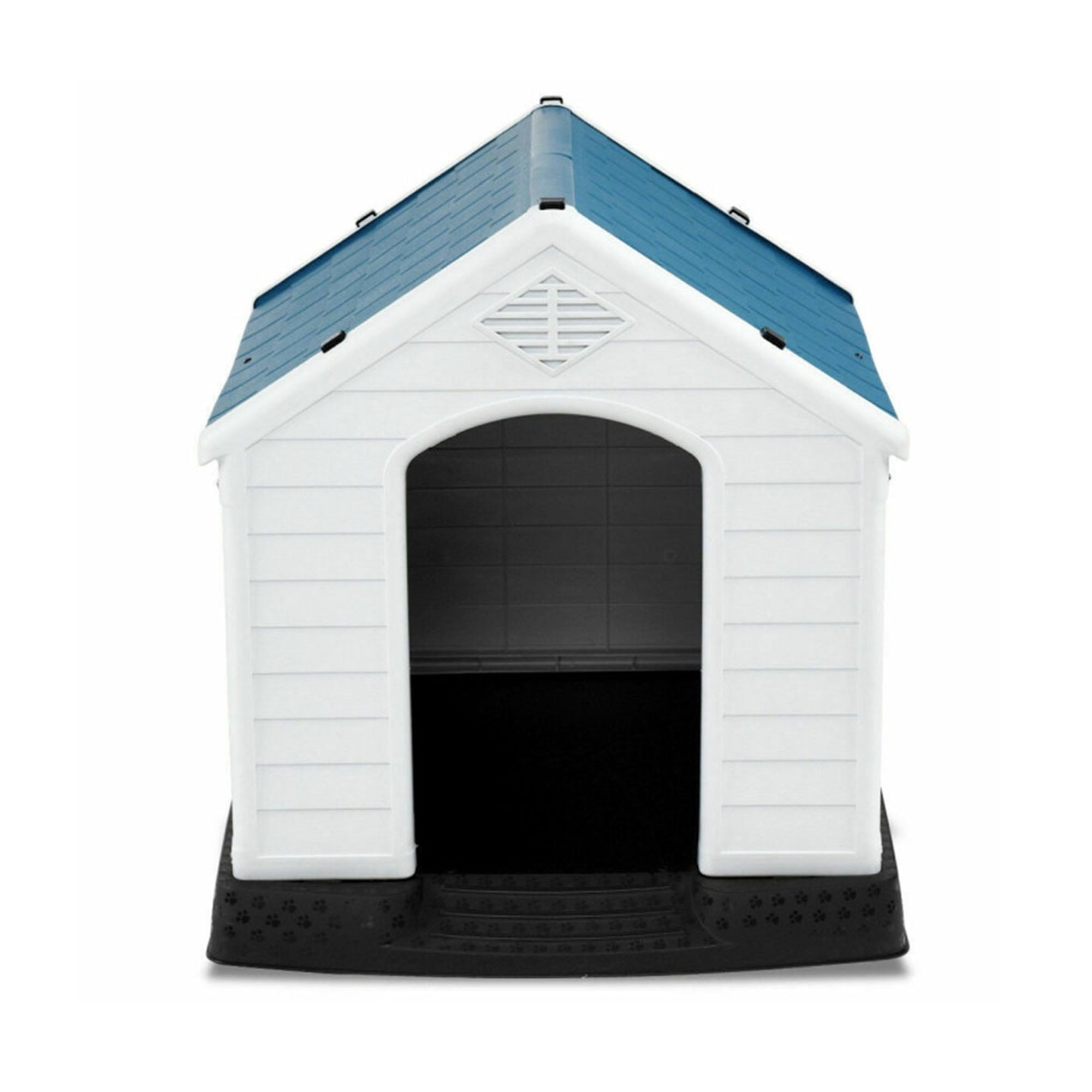 Pefilos 27" Outdoor Dog House, Sun Protection Pet Houses for Small Dogs, Weatherproof Cat House with Ventilation System and Fastening Device, White Pefilos 27" Outdoor Dog House, Sun Protection Pet Houses for Small Dogs, Weatherproof Cat House with Ventilation System and Fastening Device, White