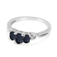 thumbnail image 3 of 10k White Gold Oval Sapphire And Diamond Three Stone Ring, 3 of 6