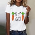 thumbnail image 2 of Prolriy Chemises de Pâques pour Femmes Joyeuses Pâques T-Shirt à Manches Courtes Col Rond Imprimé Carotte Tenue de Pâques Femmes, Hauts Femmes Blanc TTTG, 2 of 5