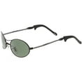 thumbnail image 3 of True Vintage Oval Sunglasses Thin Metal Arms Double Nose Bridge 57mm (Black / Green), 3 of 4