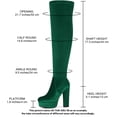 thumbnail image 2 of BLISSFUL STEP Women's Boots Faux Velvet Over The Knee Platform Round Toe Chunky Heel Boots Green 6.5, 2 of 7