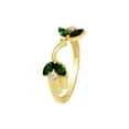 thumbnail image 2 of Marquise & Round Simulated Green Emerald & Cubic Zirconia Enhancer Guard 10k Yellow Gold Ring Size - 10, 2 of 3
