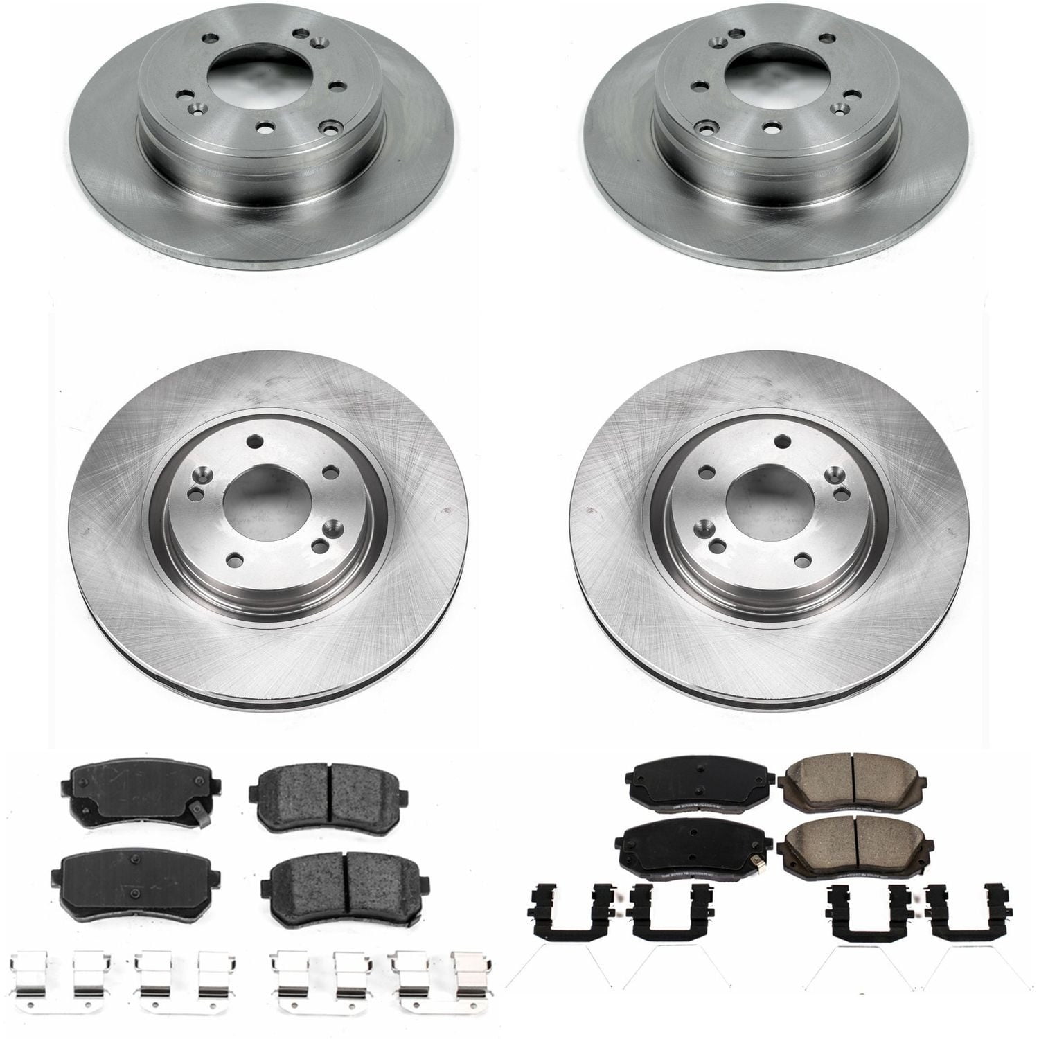 PowerStop Front and Rear Stock Replacement Brake Pad and Rotor Kit Fits: HYUNDAI KIA Select Models KOE7510
