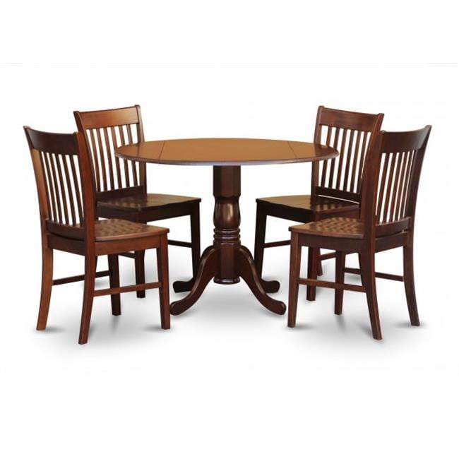 East West Furniture DLNO5MAHW 5PC Kitchen Round Table with 2 Drop