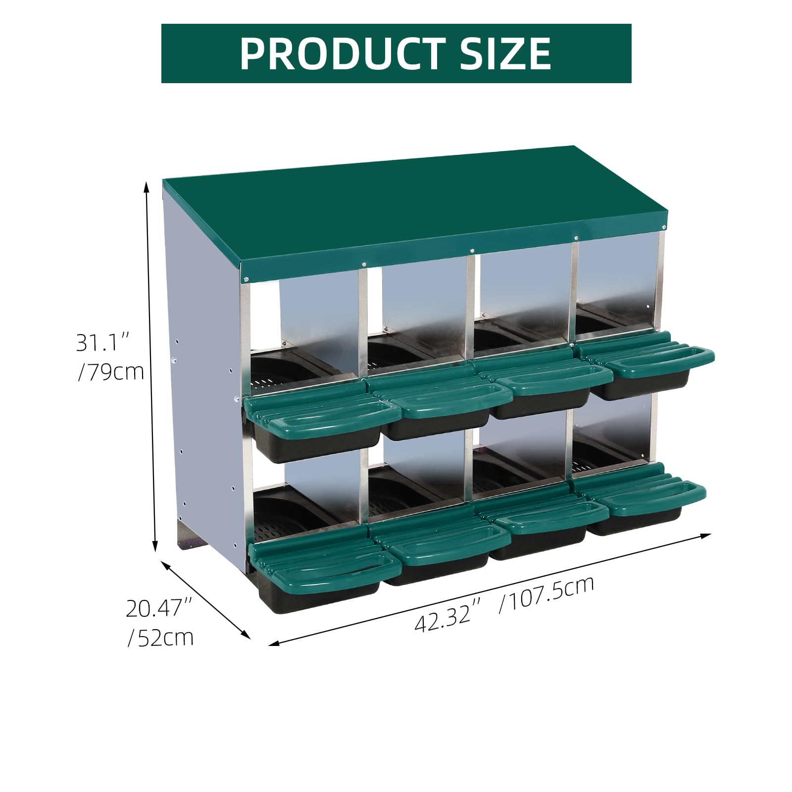 Chicken Nesting Box, 8 or 10 Hole 2 Layer Hen Nest Boxes with Legs