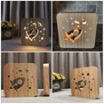 thumbnail image 2 of KONTONTY 1Set Desk Lamp Wood Carved Night Light Modern for Bedroom Use, 2 of 4
