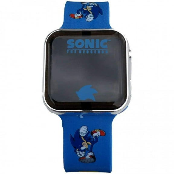 Sonic The Hedgehog Digital Watch 40mm Blue Plastic Case with Red Rubber Band