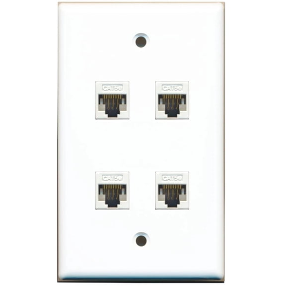 Ultra Spec Cables 4 Port Cat5e Ethernet RJ45 Wall Plate Solid