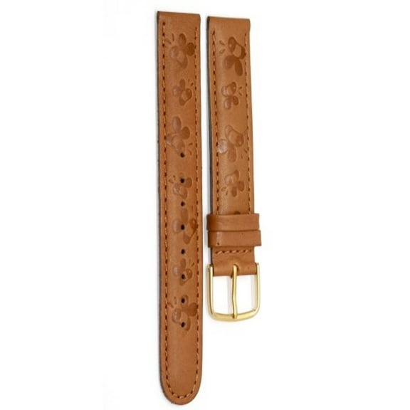 18mm Disney Brown Winnie The Pooh Embossed Leather Watch Band Strap