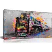 Graffiti Canvas Wall-Art for Living Room Large Size - Wall Art for Teen Boys Bedroom - Train Poster Wall Decor Ready to Hang