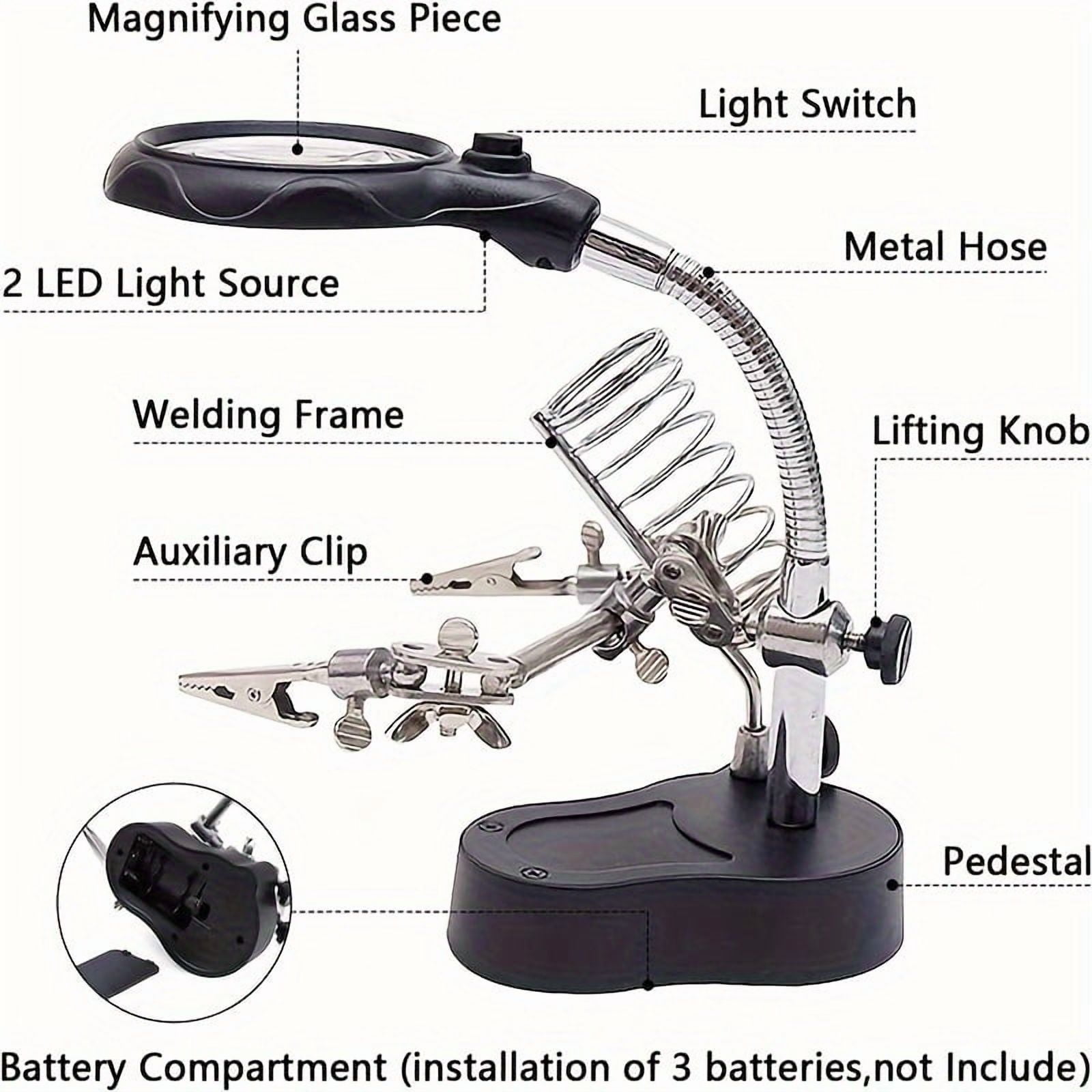 Magnifying Glass With Light Electronic Inspection Repair Auxiliary Clip Adjustable Folding Hardware Tool Mobile Phone Magnifying Glass