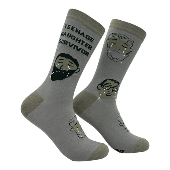 Teenage Daughter Survivor Socks Funny Sarcastic Parent Graphic Novelty Footwear for Men