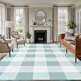 thumbnail image 2 of Aqua White Buffalo Check 6x9 Area Rugs, Farmhouse Plaid Modern Geometric Non-Skid Rubber Backing Large Rectangle Rugs - Living Room Bedroom Home Office, Indoor Floor Mat Carpets Washable Rug, 2 of 9