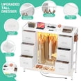 thumbnail image 6 of iSunirm Dresser for Bedroom with Clothes Rack & Shoe Rack, 6 Drawer Dresser with Power Outlet & LED Light, Chest of Drawers for Bedroom, Closet, Hallway, 15.7"D x 45.5"W x 47.2"H, White, 6 of 8