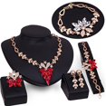 thumbnail image 6 of Shenmeida 4Pcs/set Rhinestone Flower Design Crystal Durable Bridal Floral Necklace Earrings Bracelet Jewelry Set for Wedding, 6 of 7