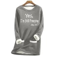 thumbnail image 1 of Fashnice Ladies T-shirt Letter Printed Pullover Crew Neck Sweatshirt Warm Fall Tops Dark Gray With Letters 4XL, 1 of 2