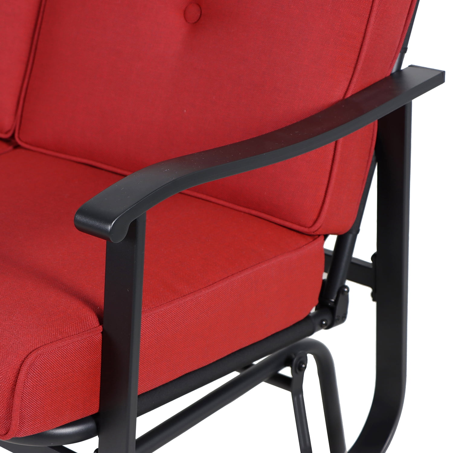 Mainstays Belden Park Cushion Steel Outdoor Glider Bench - Red/Black