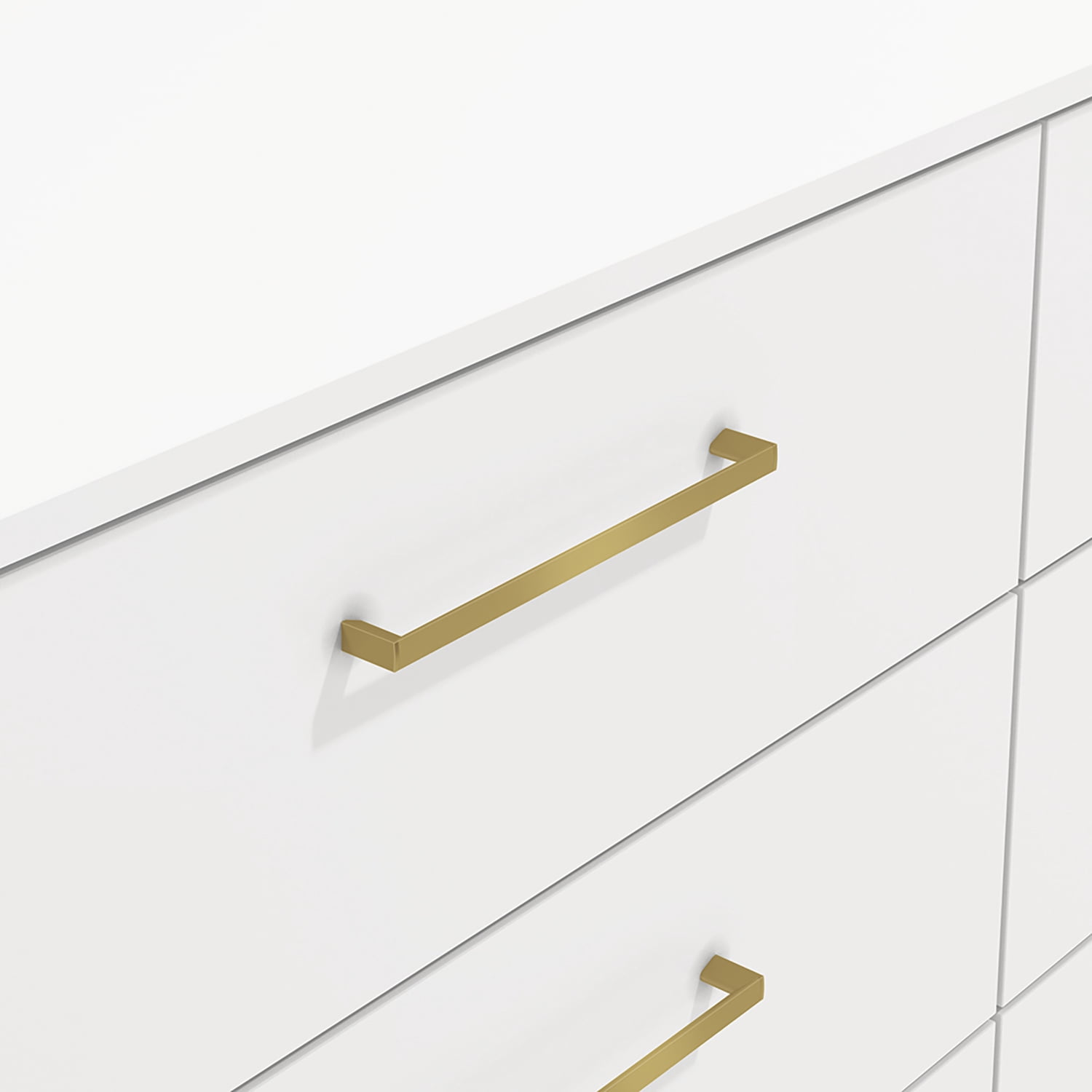 Kappesberg Jolyne 6-Drawer Horizontal Dresser with Gold Handles - White – Modern Bedroom Storage for Adults and Teens