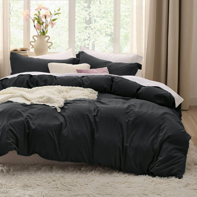 Juego de funda de edredón Bedsure Black California King extra soft