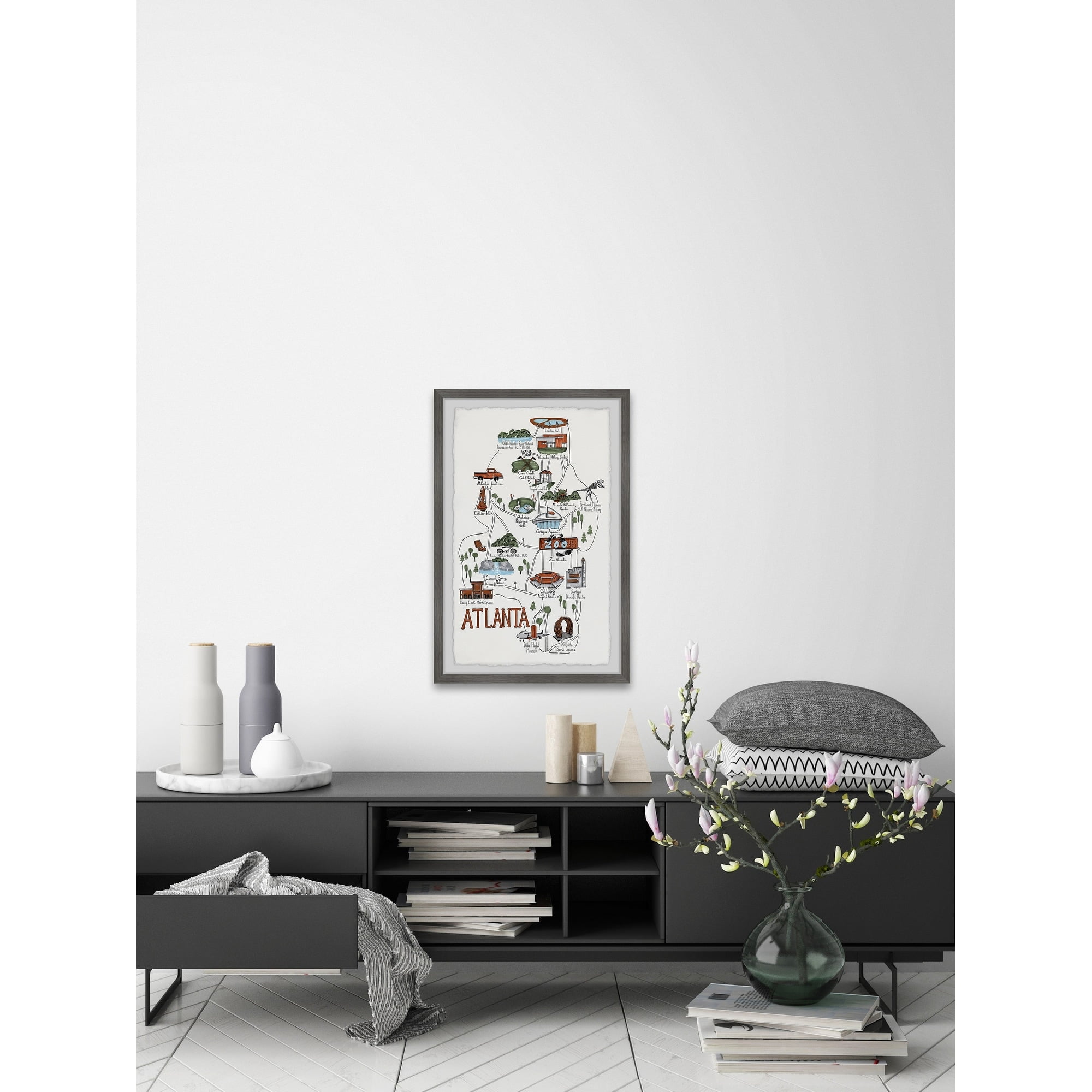 Marmont Hill Illustrated Map of the City of Atlanta Framed Wall Art