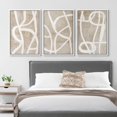 thumbnail image 3 of IDEA4WALL Framed Canvas Print Wall Art Set of 3 Abstract Line Geometric Modern Digital Art Beige & Brown Prints Wall Decor Retro Minimalist Contemporary Artwork For Home Decor - White 24"x36"x3, 3 of 5