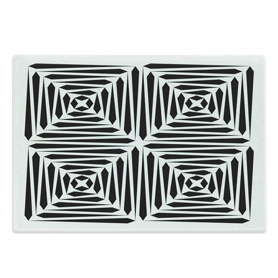 Abstract Cutting Board, Composition of Vertical and Horizontal Stripes Monochromatic Art, Decorative Tempered Glass Cutting and Serving Board, in 3 Sizes, by Ambesonne