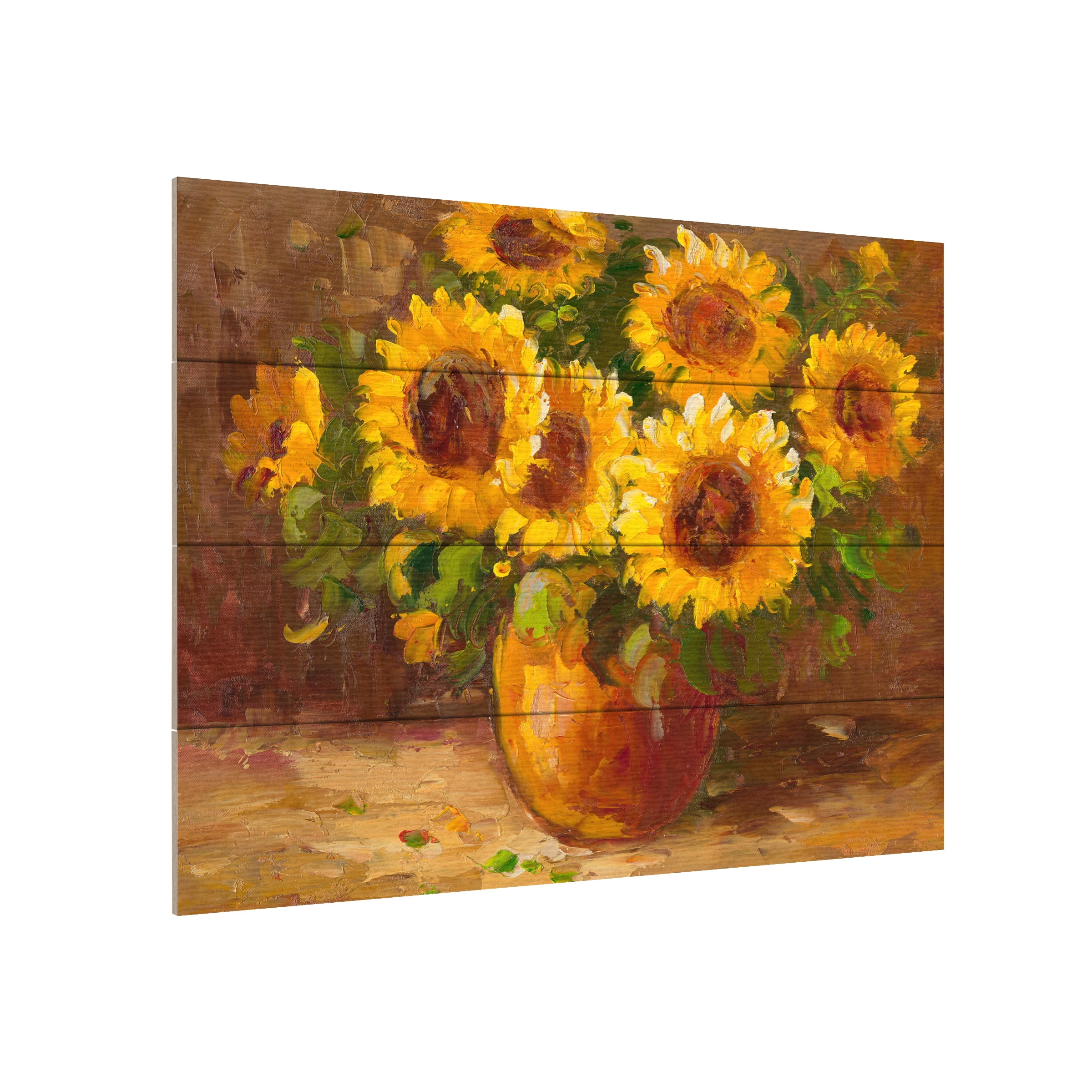 Trademark Fine Art 'Sunflowers Still Life' Wooden Wall Art Art by Rio