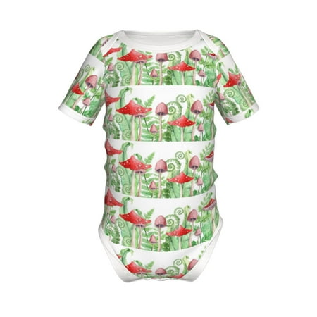 

Lukts Amanita Fly Agaric Print Baby Short Sleeve Romper Onesie for Newborn Baby Boys and Girls-2 Years