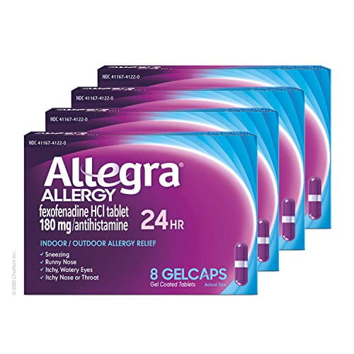 Allegra Allergy 24 Hour Gelcaps 180 mg 8 Count (Pack of 4) LongLasting