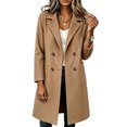 thumbnail image 3 of Smsaxvxz Womens Long Trench Coat Fashion Double Breasted Fall Winter Coat Khaki XS, 3 of 3