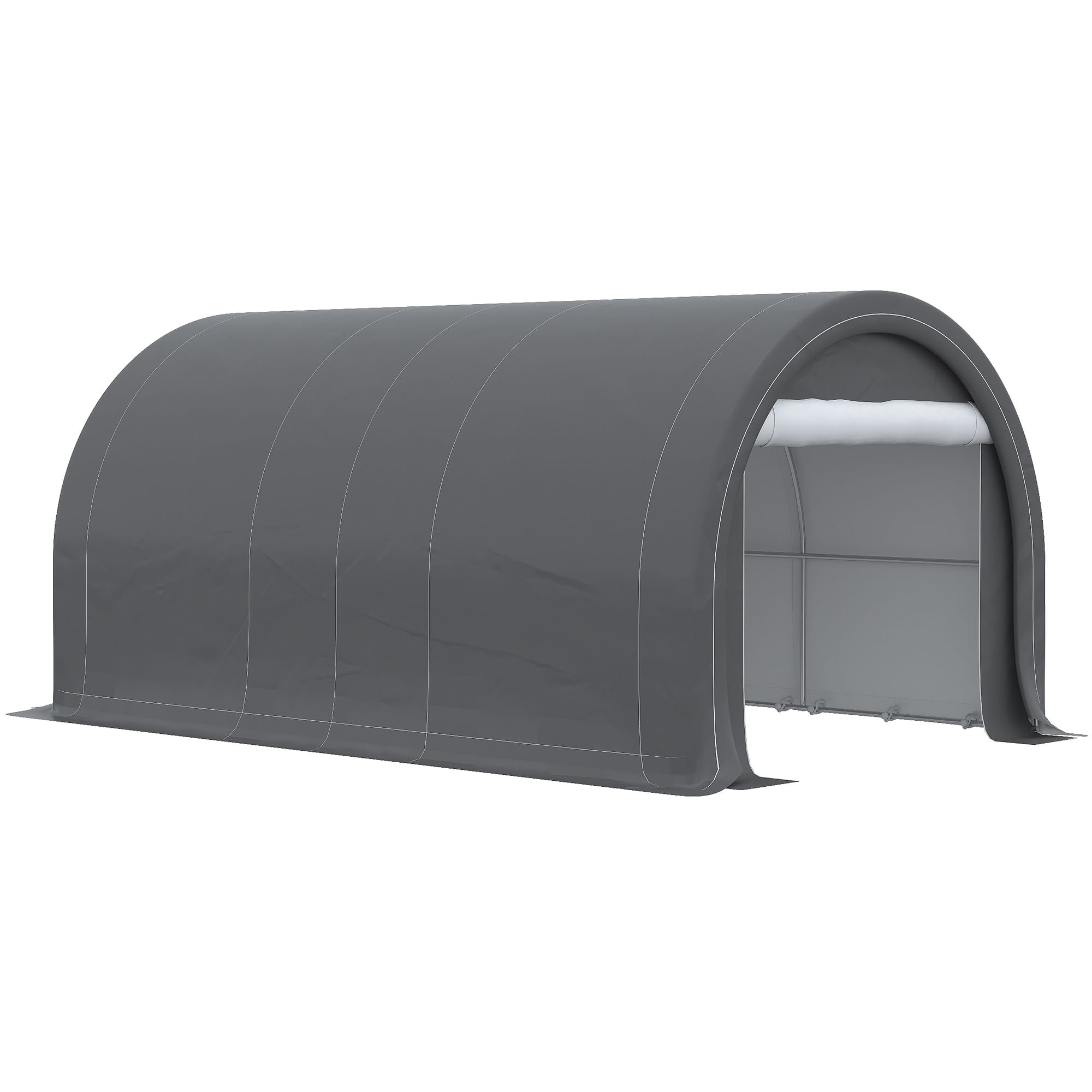 Outsunny 10' x 16' Carport, Heavy Duty Portable Garage Storage Tent with Galvanized Steel Frame and UV-Resistant PE Canopy, Gray Shelter for Car, Truck, Boat, or Garden Tools