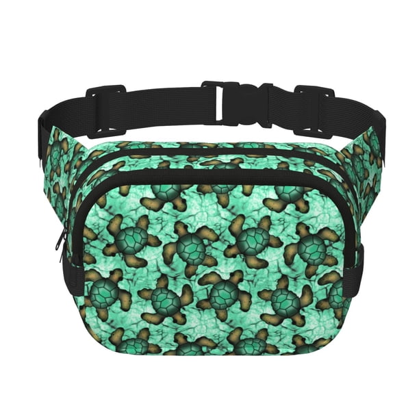 Fotbe Sea Turtle Cangurera Cuadrada con Estampado de Doble Capa, Bolsa de Cintura Ajustable Mini para Hombres y Mujeres