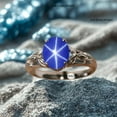 thumbnail image 3 of thejewelryart Blue Star Sapphire Ring 925 Sterling Silver and Gemstone Elegant Wedding & Engagement Ring Bridal Jewelry for Gift Gold 3.5, 3 of 5